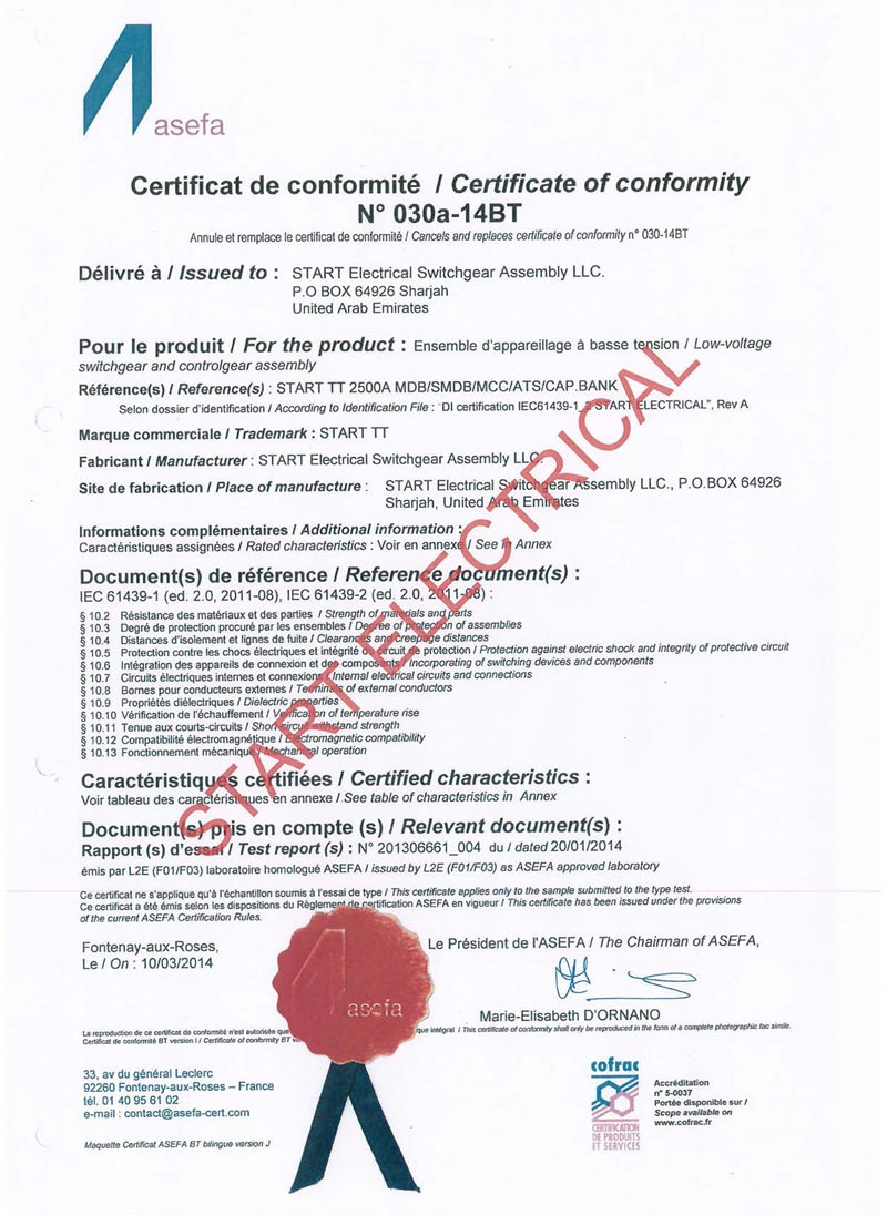 Type Test Certificate
