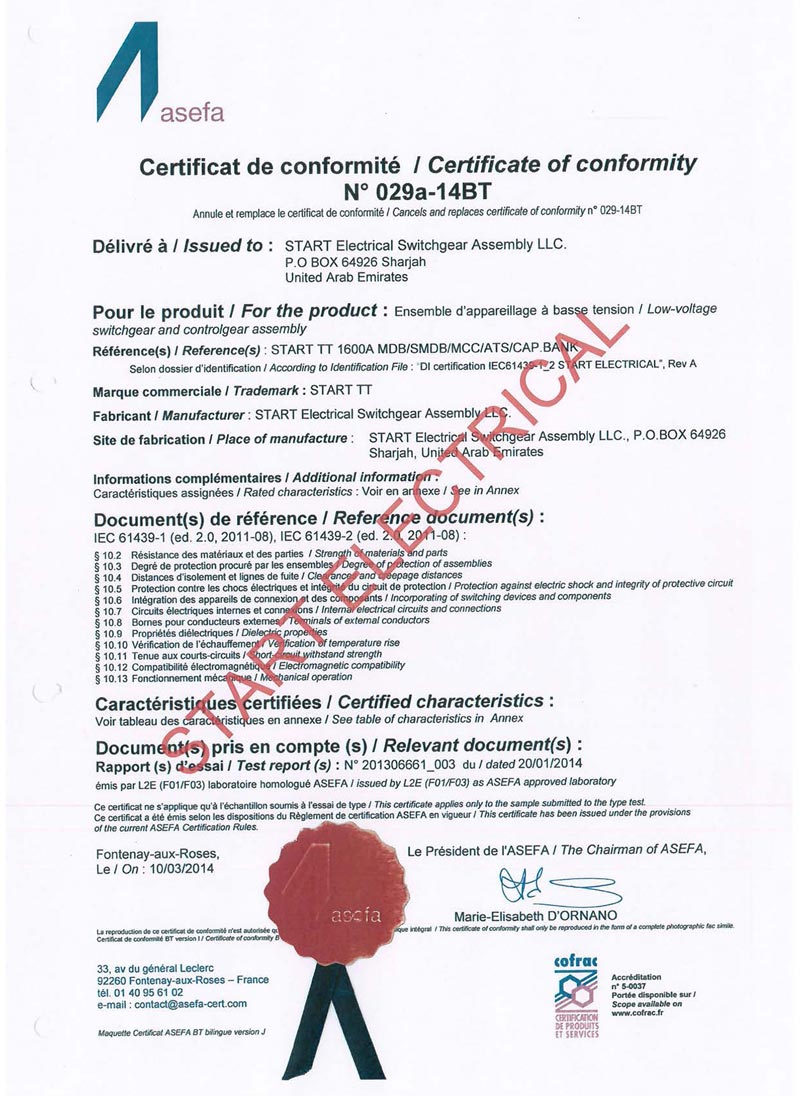 Type Test Certificate