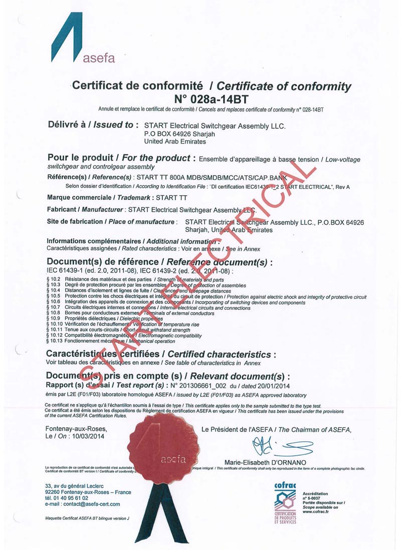 Type Test Certificate