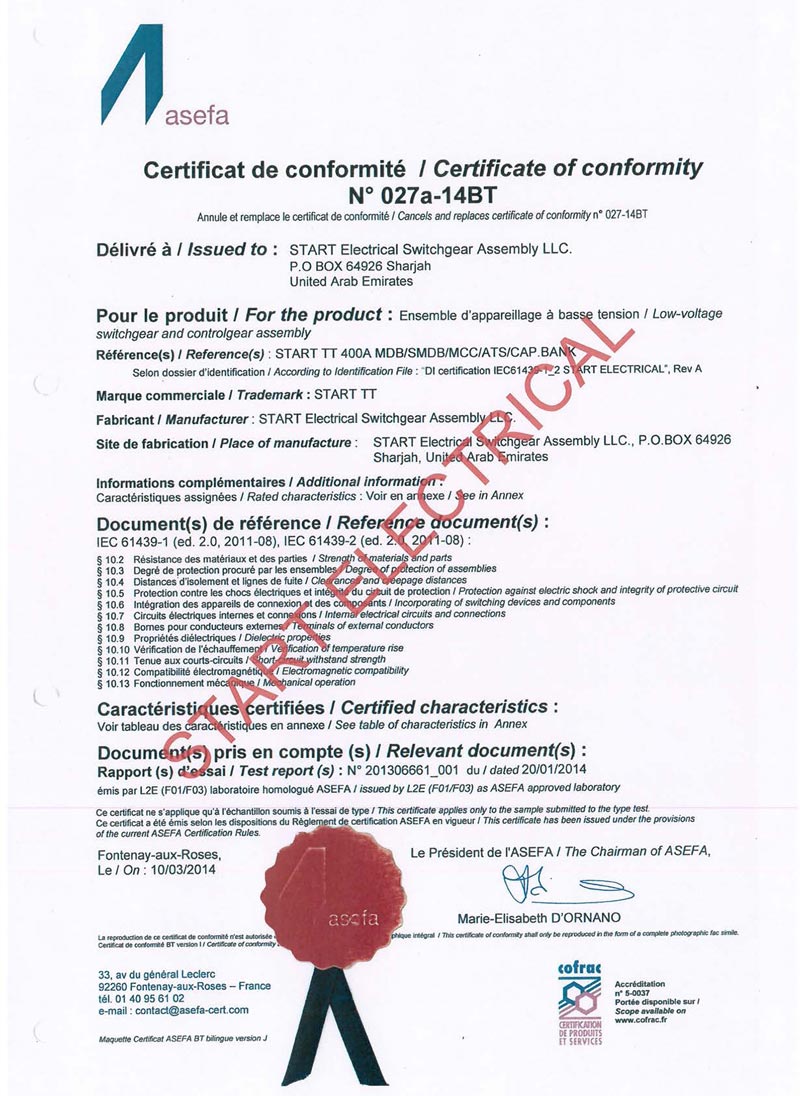 Type Test Certificate